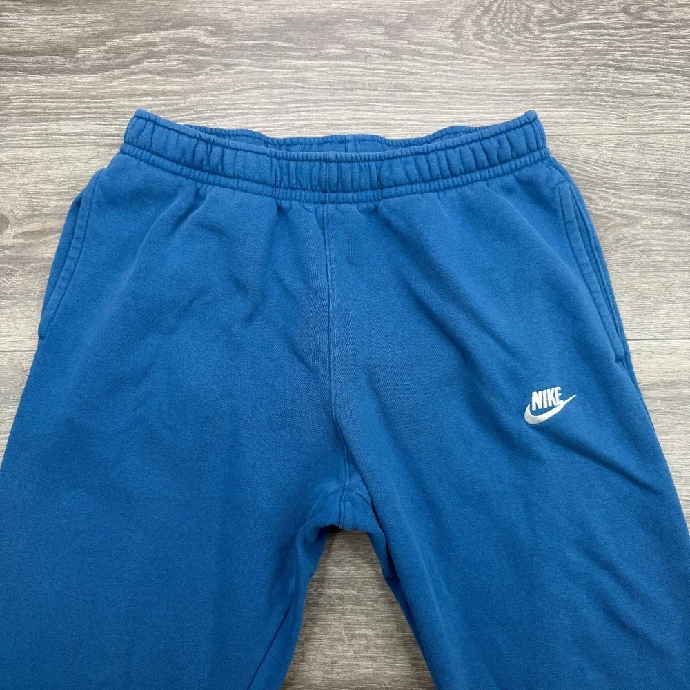 Nike Club Fleece Joggers Mens Medium Blue Tapered Swoosh Sweatpants BV2671-407